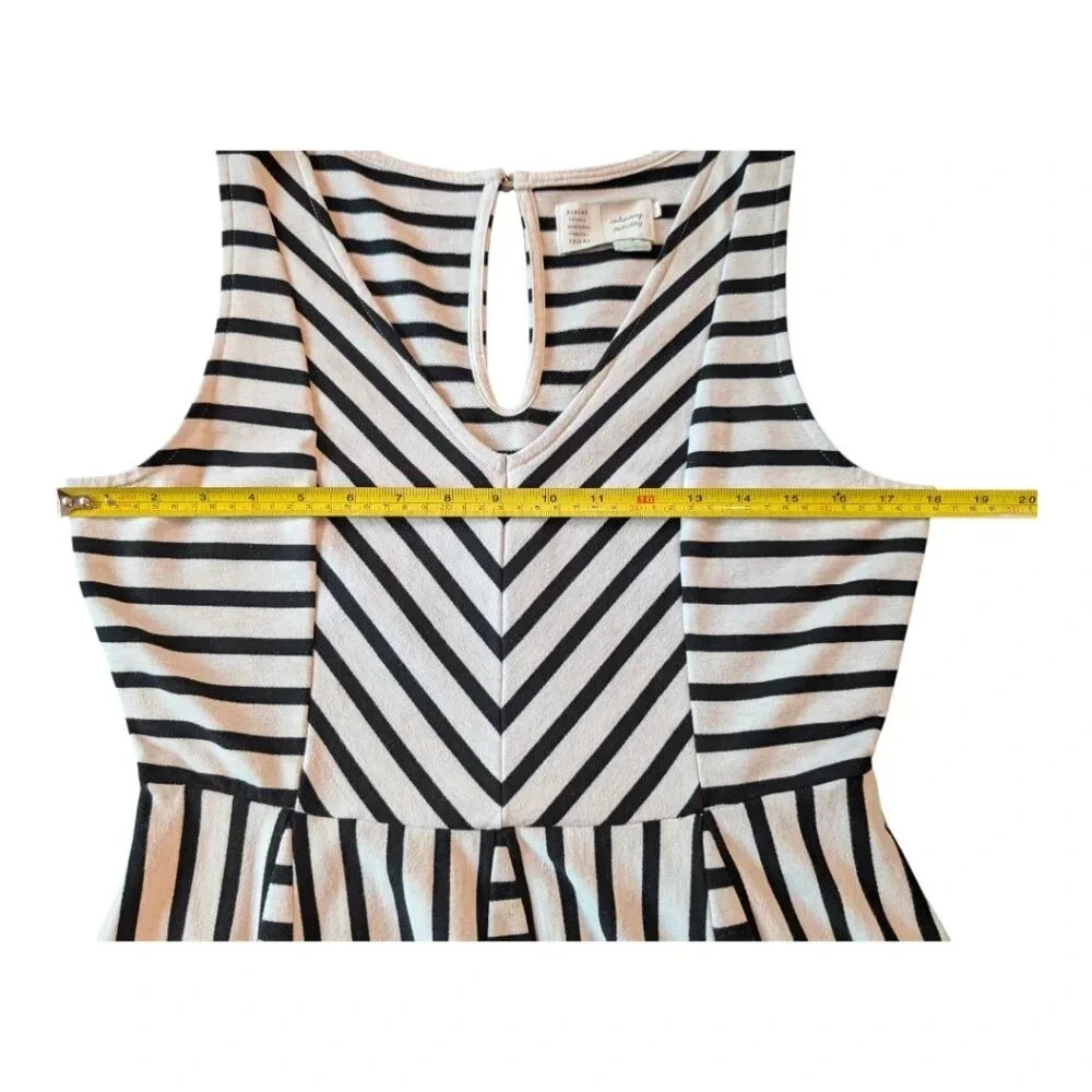 Anthropologie Saturday Sunday Striped Dress, Fit and Flare, Black & White, Sz L - Picture 9 of 11